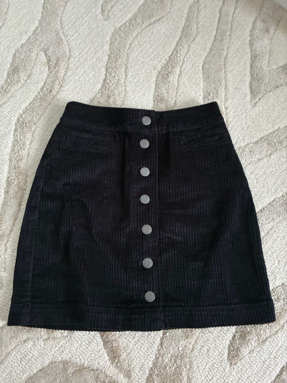 Wilfred Black Corduroy Button-Front Mini Skirt